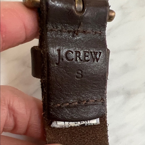 Vintage J Crew Brown Leather Belt with Studded Brass Accents - Picture 2 of 5